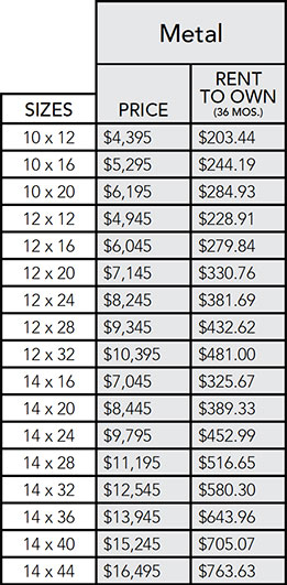 Metal barn pricing