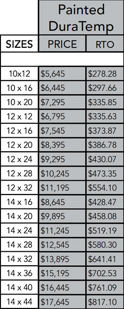 DuraTemp lofted cabin pricing