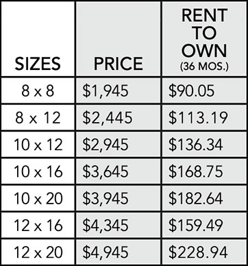 Value shed pricing