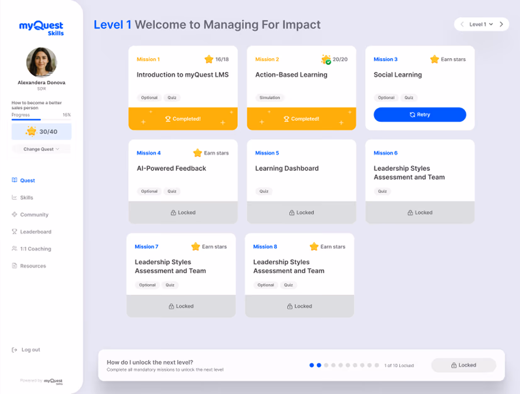myQuest Skills Dashboard