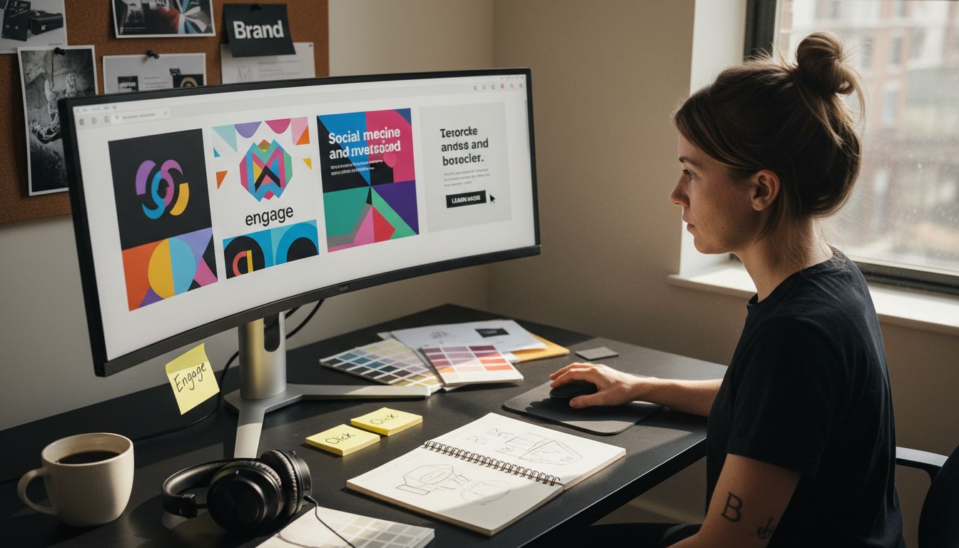 Designer creating digital ad visuals