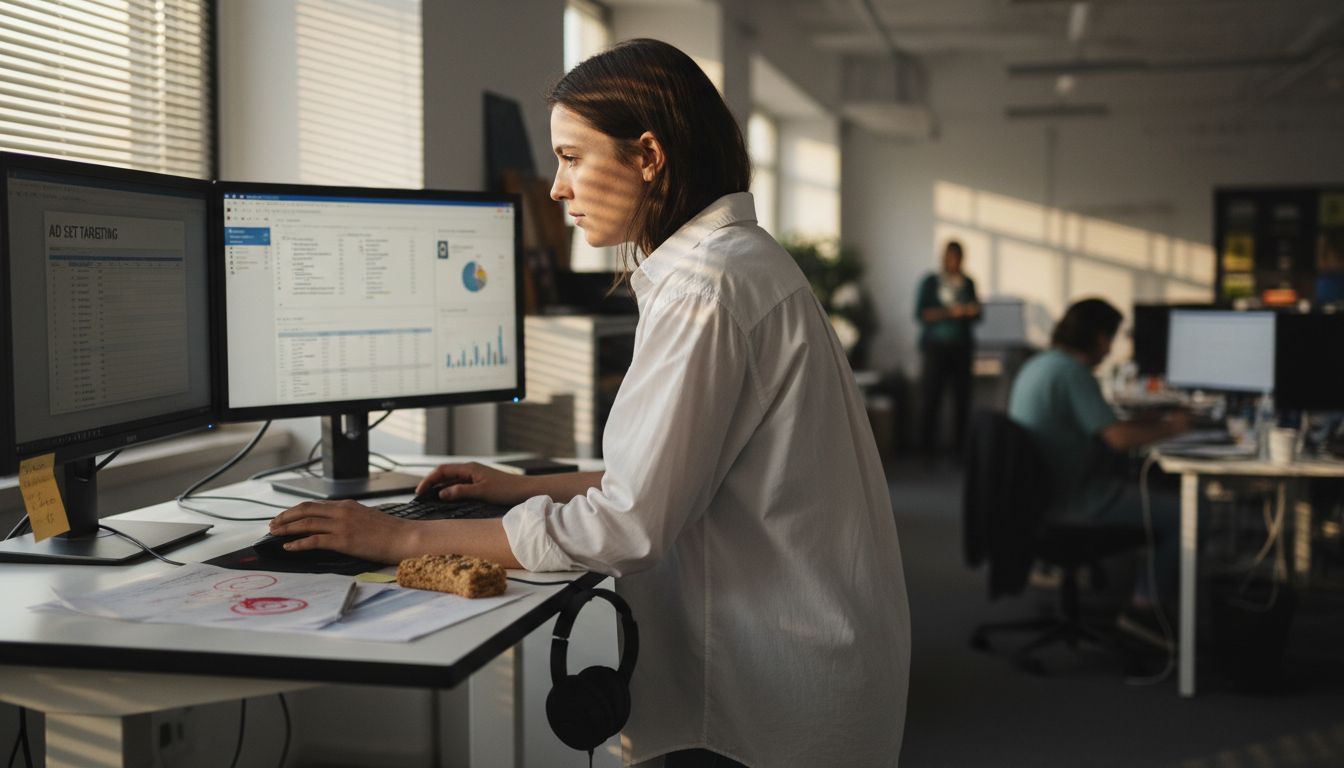 Analyst creating targeted social media ads