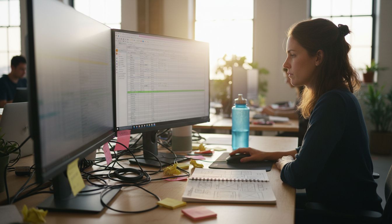 Marketer reviewing paid search spreadsheet