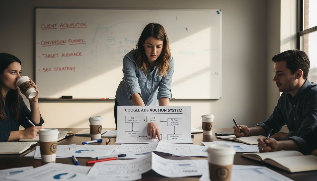 Marketer explaining Google Ads auction system