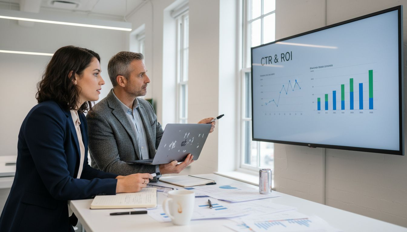 Team analyzes PPC ad performance graphs