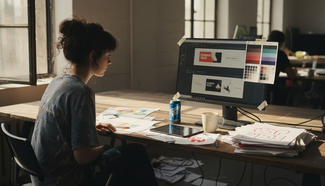 Designer working on ad creative assets