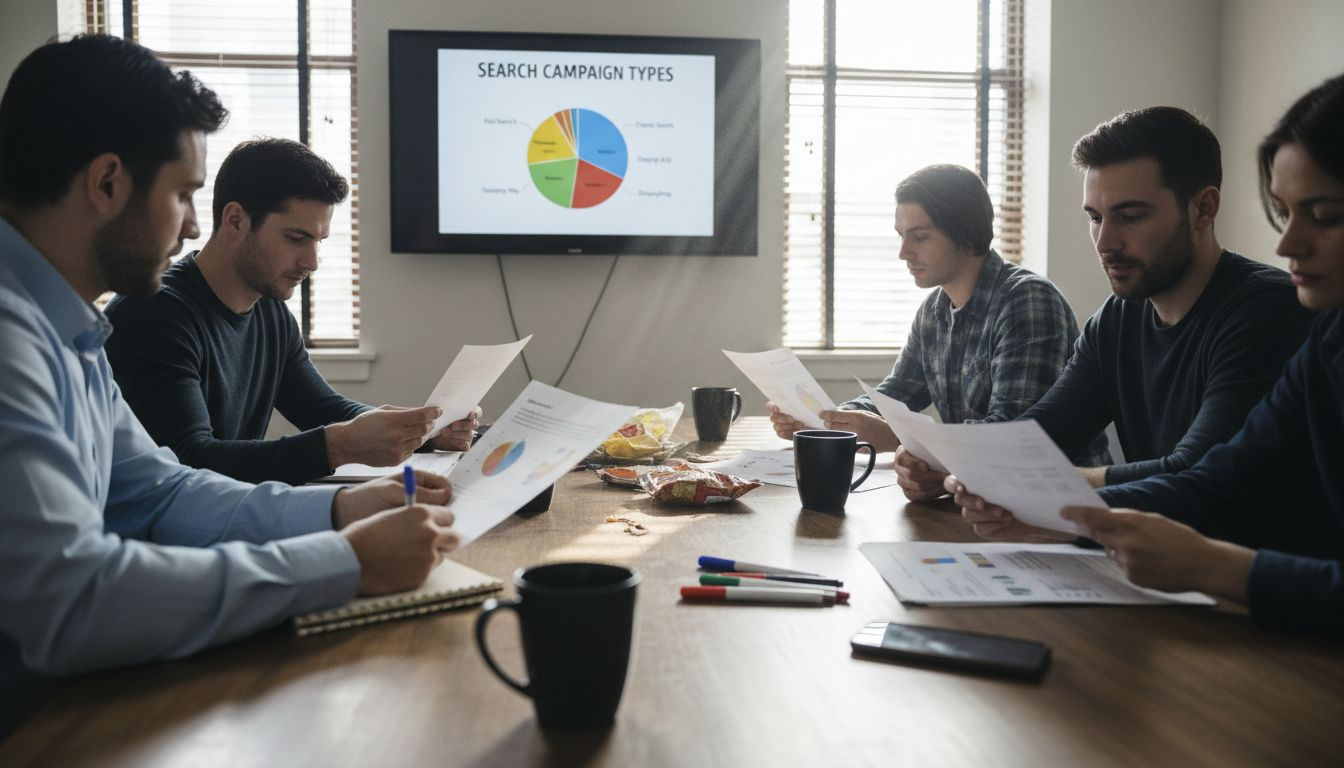 Team reviews types of paid search campaigns