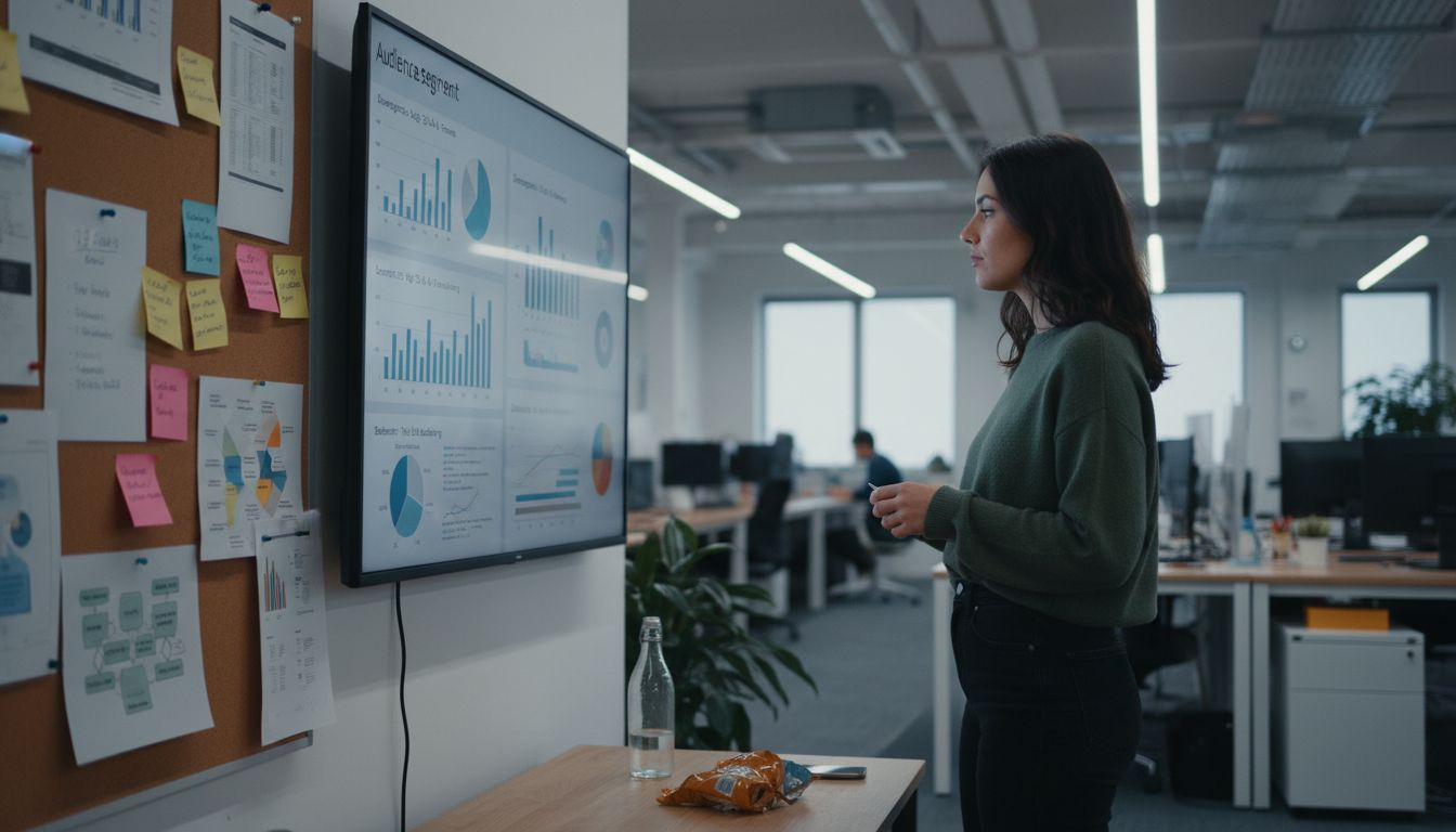 Marketer reviewing social ad targeting data