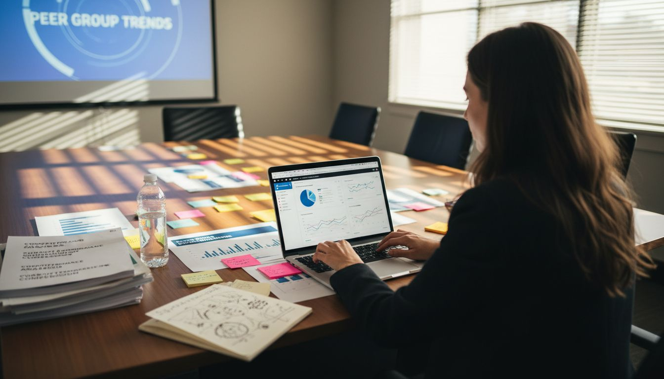 Analyst viewing peer group ad trends