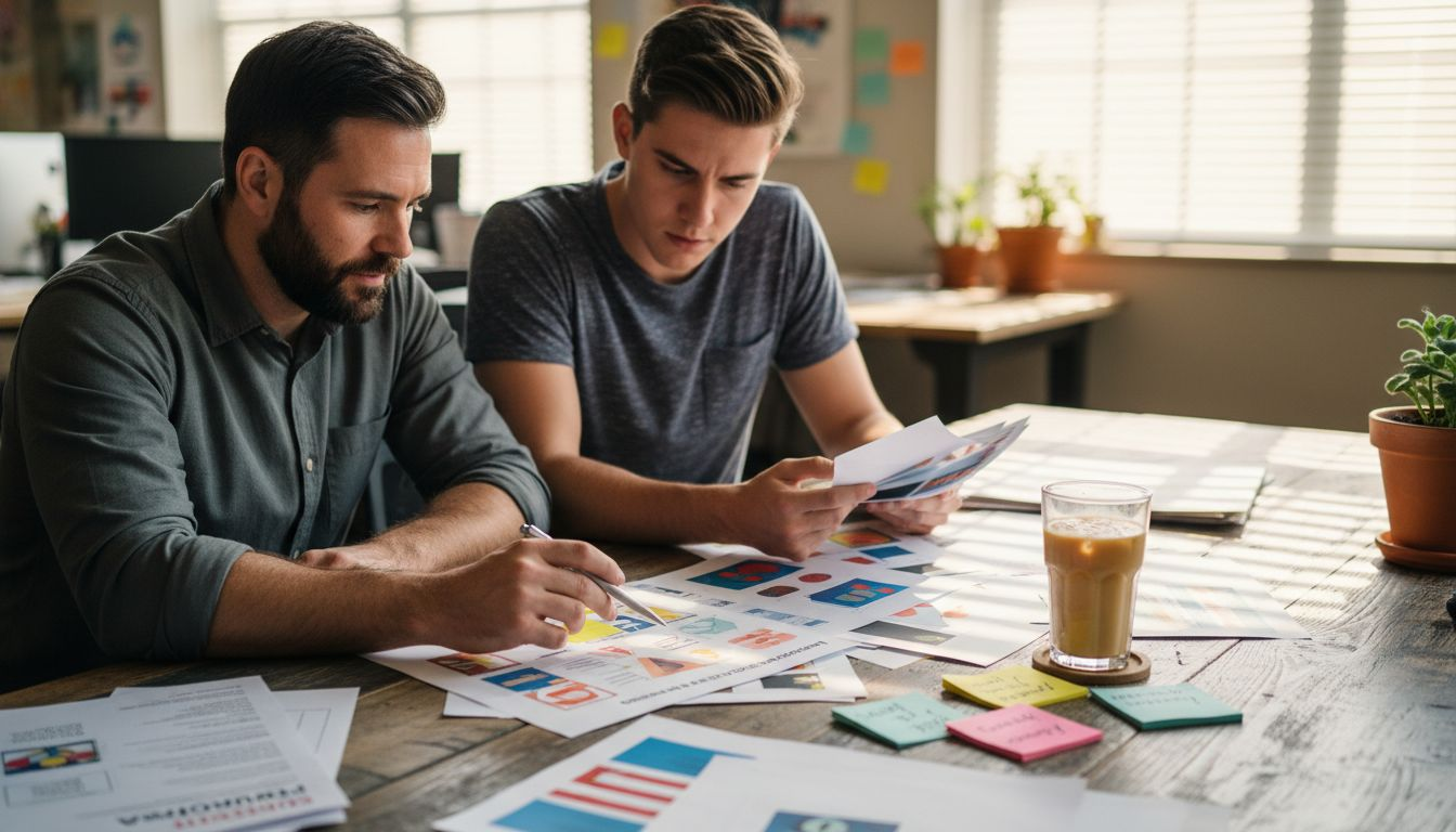 Team reviewing ad creative assets