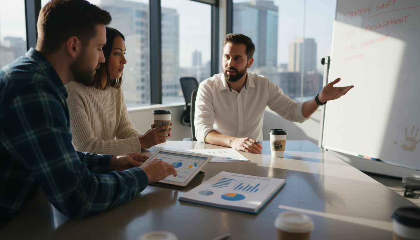 Team reviewing digital ad performance report