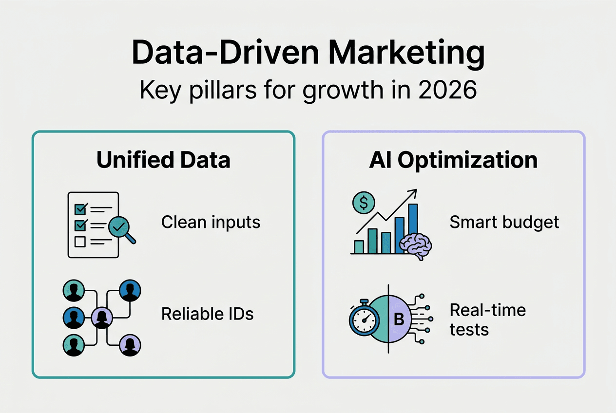 Infographic on data-driven marketing pillars