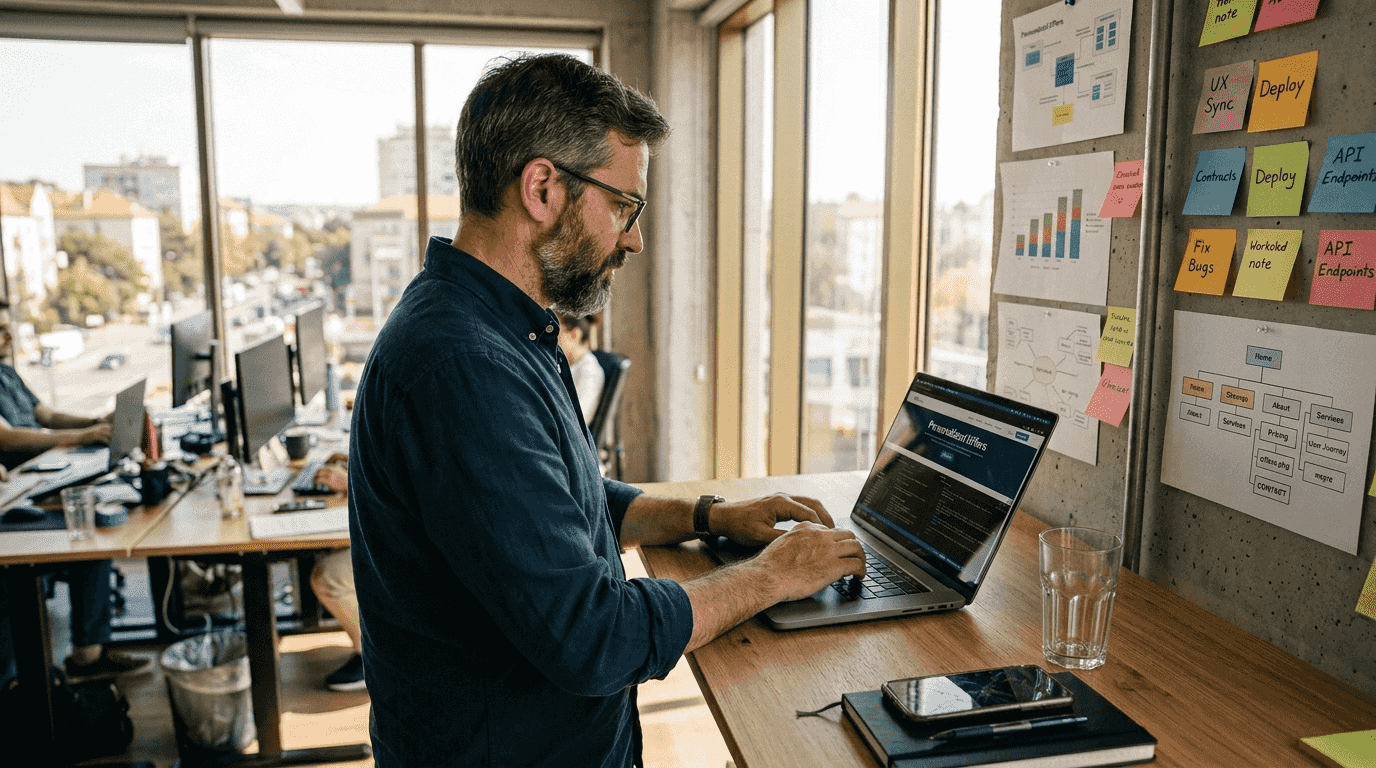 Developer working on personalized website content