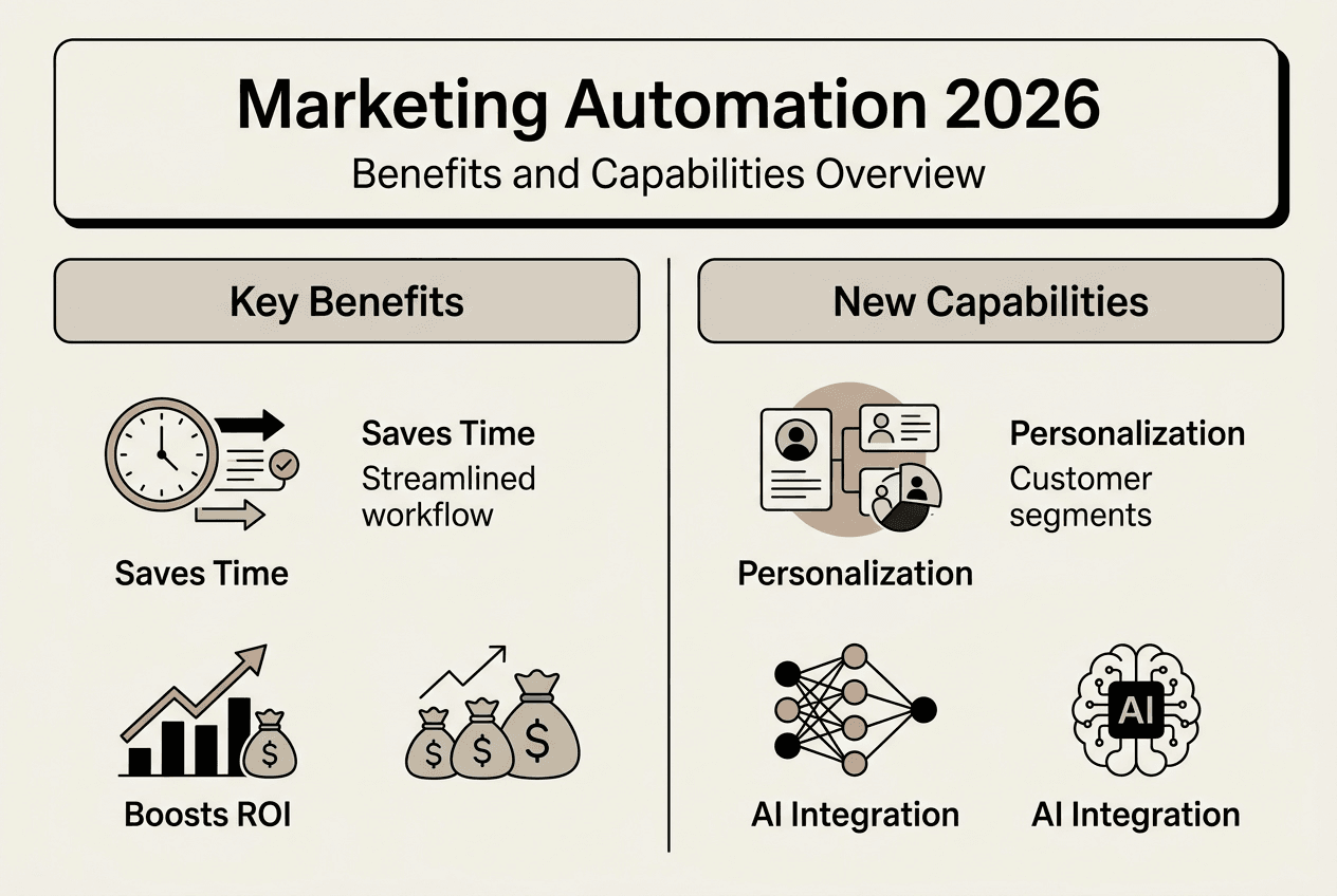 Infographic of marketing automation benefits and features