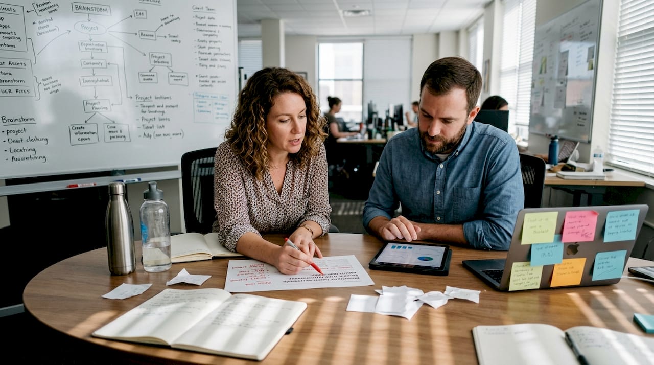Marketing team analyzes and tests ad copy ideas