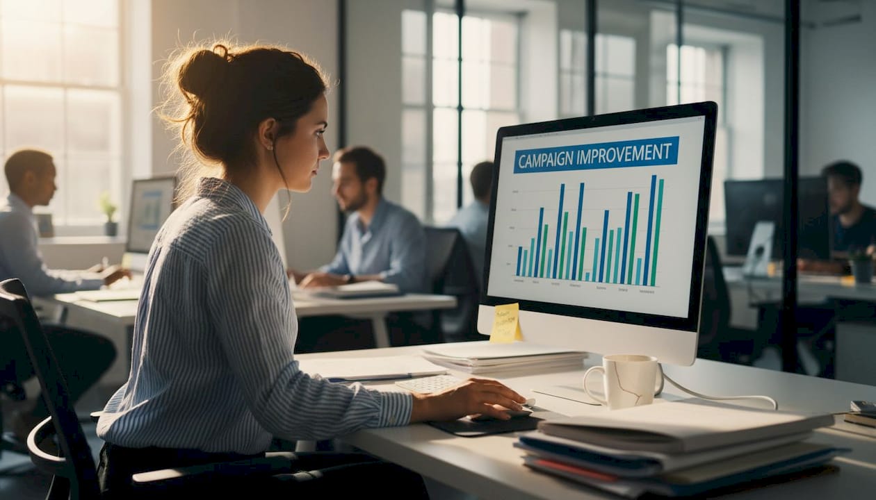 Analyst reviewing sales data at desk