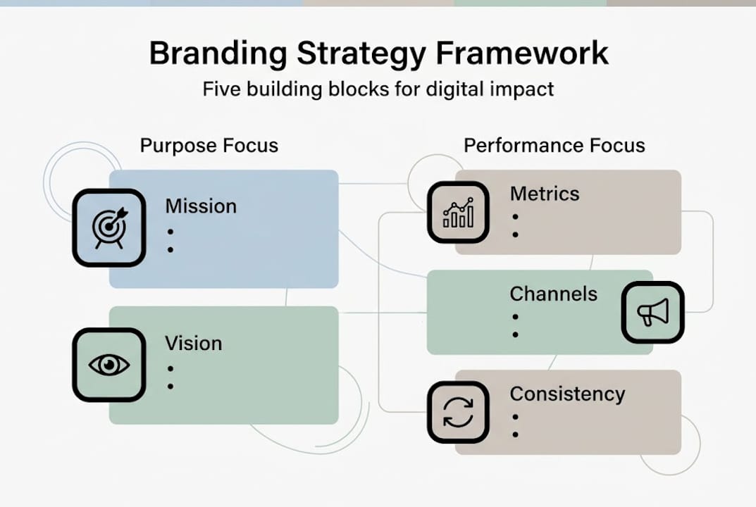 Infographic showing branding strategy components