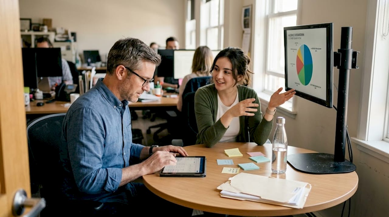 Team reviewing audience segmentation breakdown