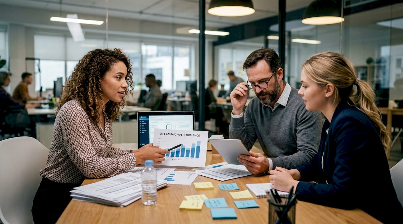 Team discussing segmented campaign performance