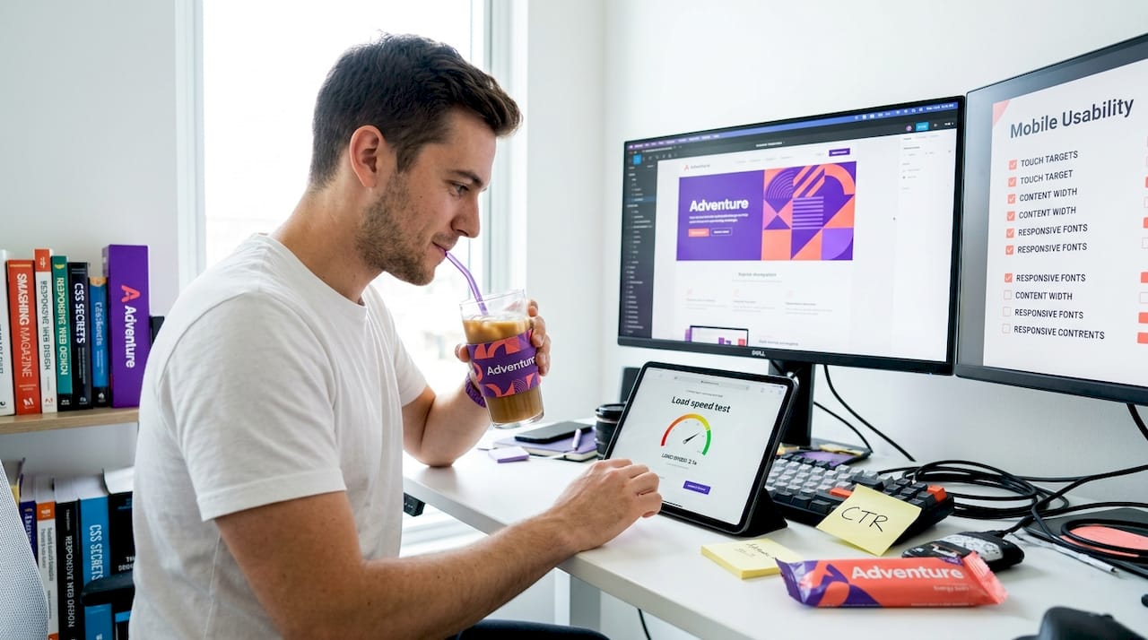 Designer checking landing page experience