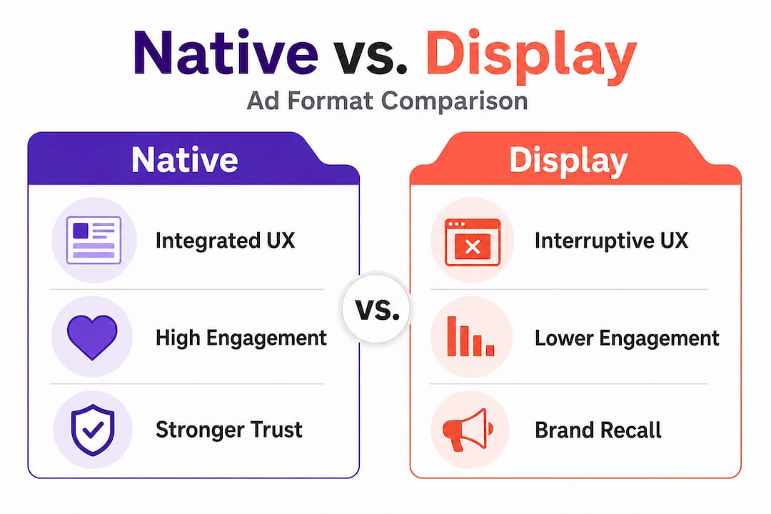 Infographic comparing native and display advertising