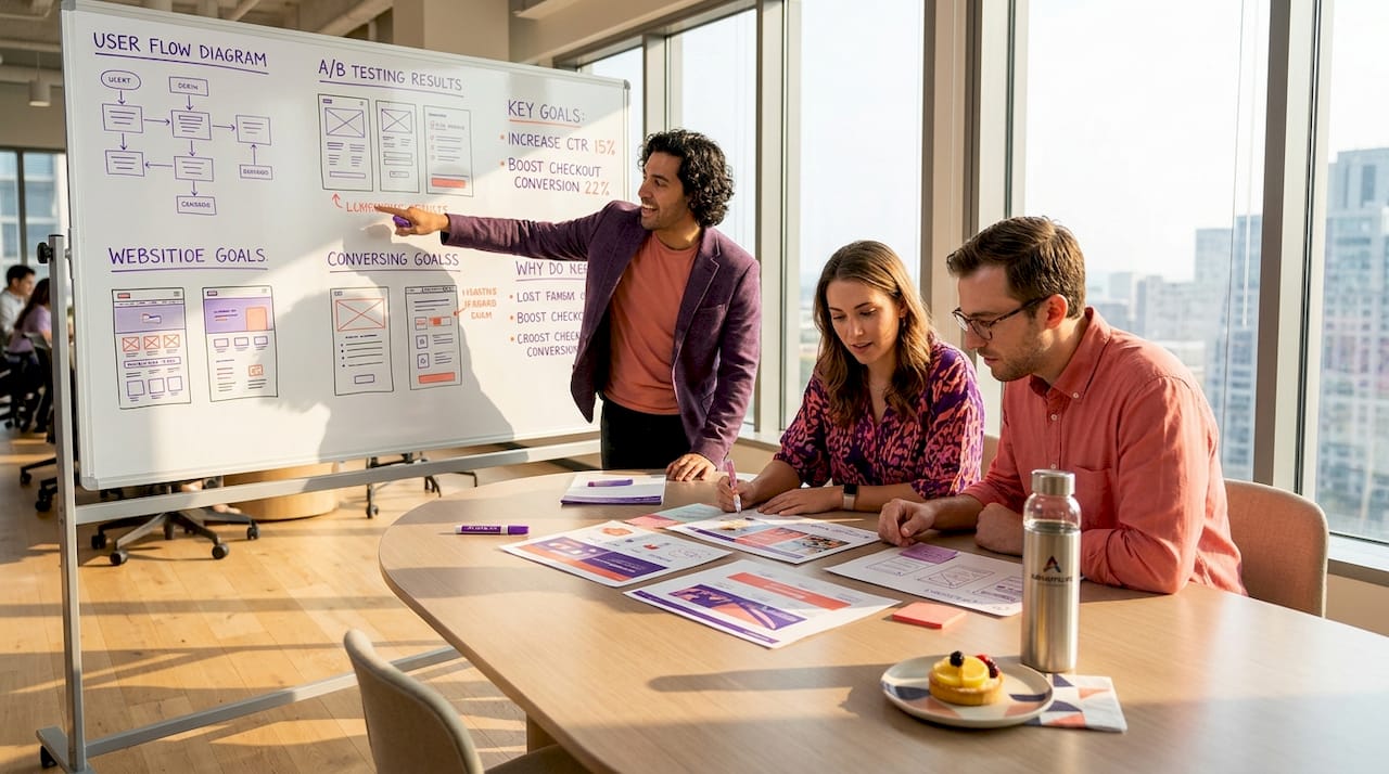 Team reviewing site redesign assumptions