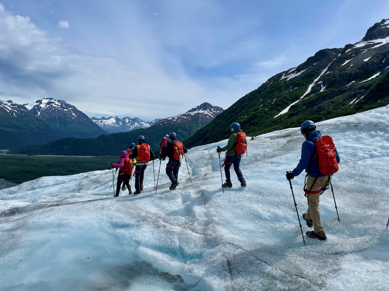 Trekking poles being used on Exit Glacier in Kenai Fjords National Park