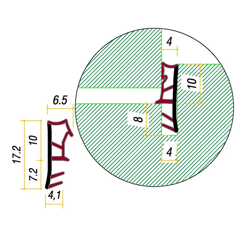 Garnitura pt. ferestre • falt 11mm • canal 4x8 • art. G0229TC • TPV coextrudat