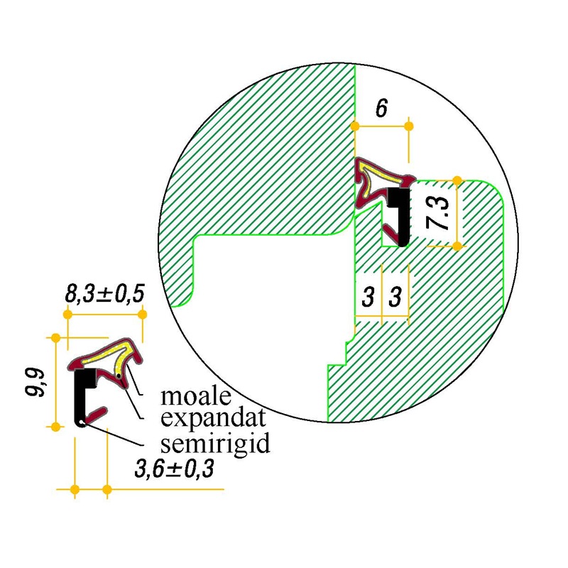 Garnitura pt. ferestre • canal 3x4 • art. G0412TT • TPV Triextrudat expandat