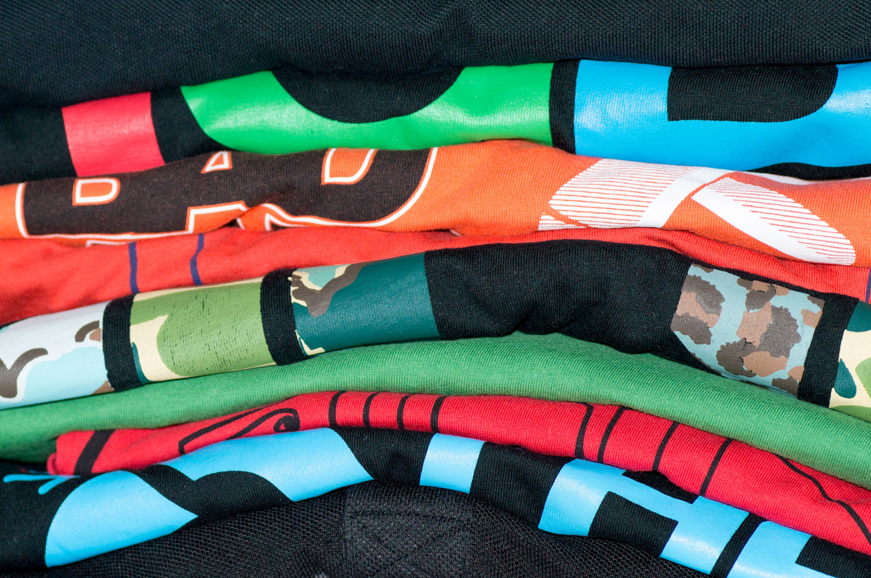 Heat pressed shirts with glossy sheen