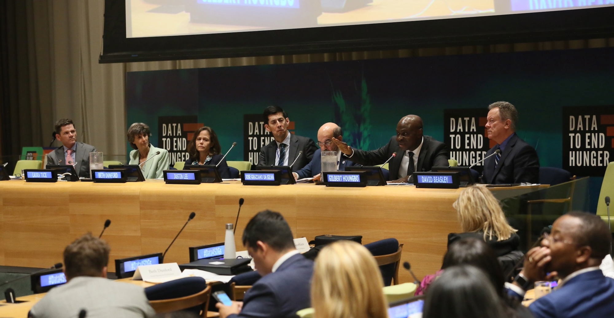 A UN General Assembly side event on Data to End Hunger on Sept 24, 2018. Photo by Stuart Ramson for GPSDD via Flickr, licensed under CC BY-NC 2.0.