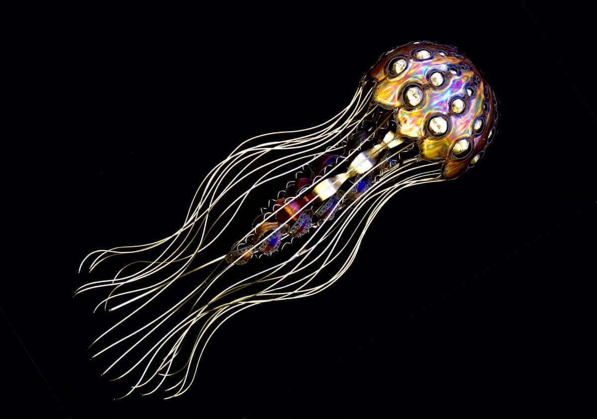 Metal jellyfish sculpture