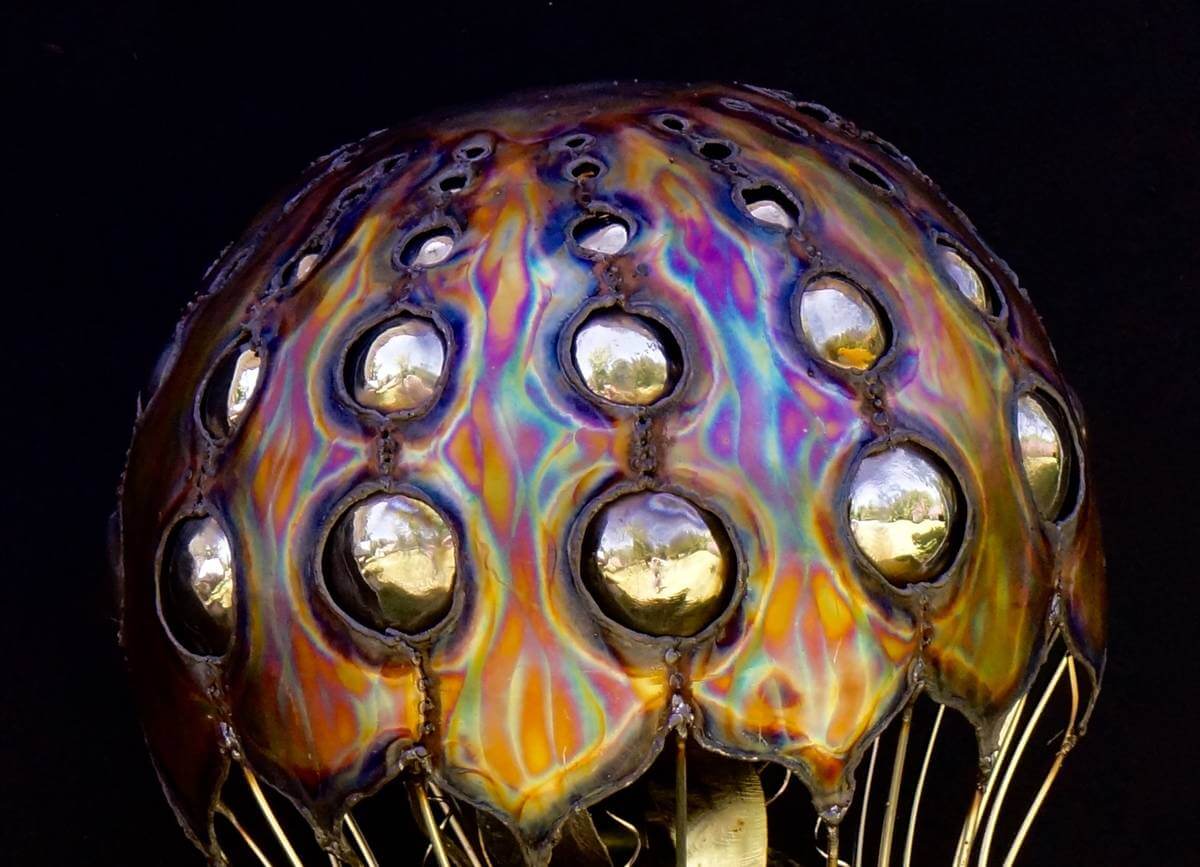 Detailed close up of metal jellyfish bell