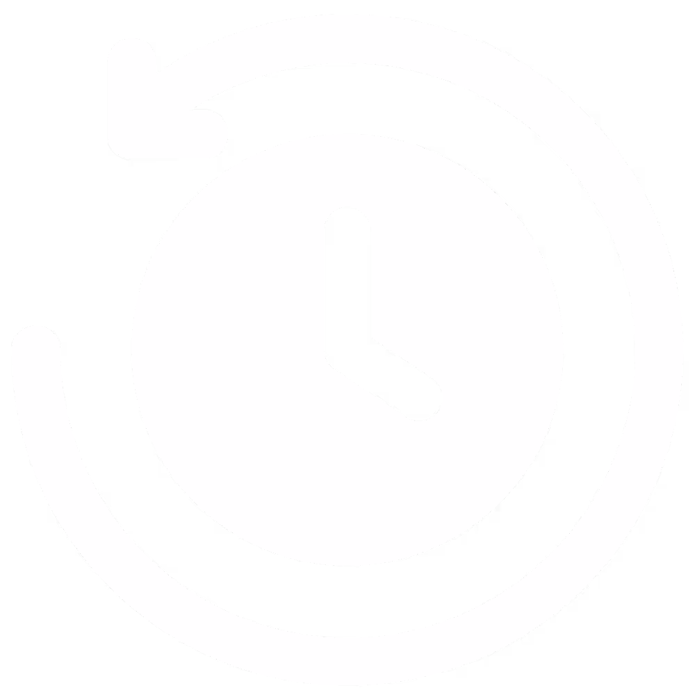 Icon featuring a timer with an arrow wrapping around, symbolizing company history, longevity, and continuous progress.