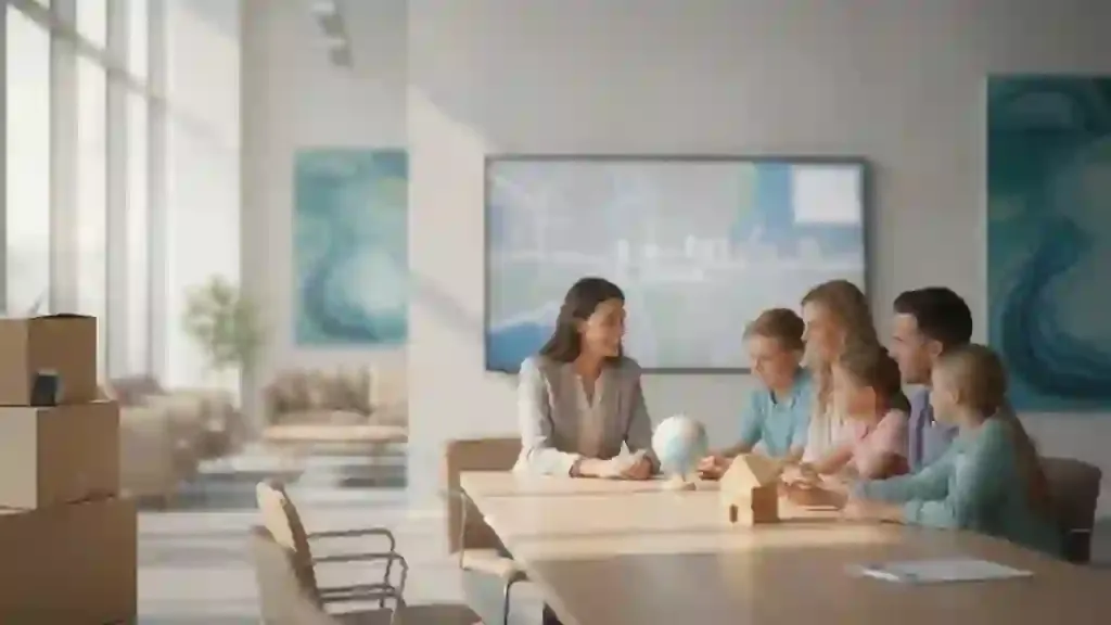 Family and relocation coordinator discussing international relocation planning