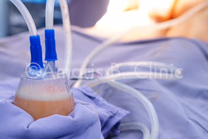 Fat collected via VASER Lipo by Dr. Ivan Puah that will be separated and cleansed for fat grafting in Singapore 