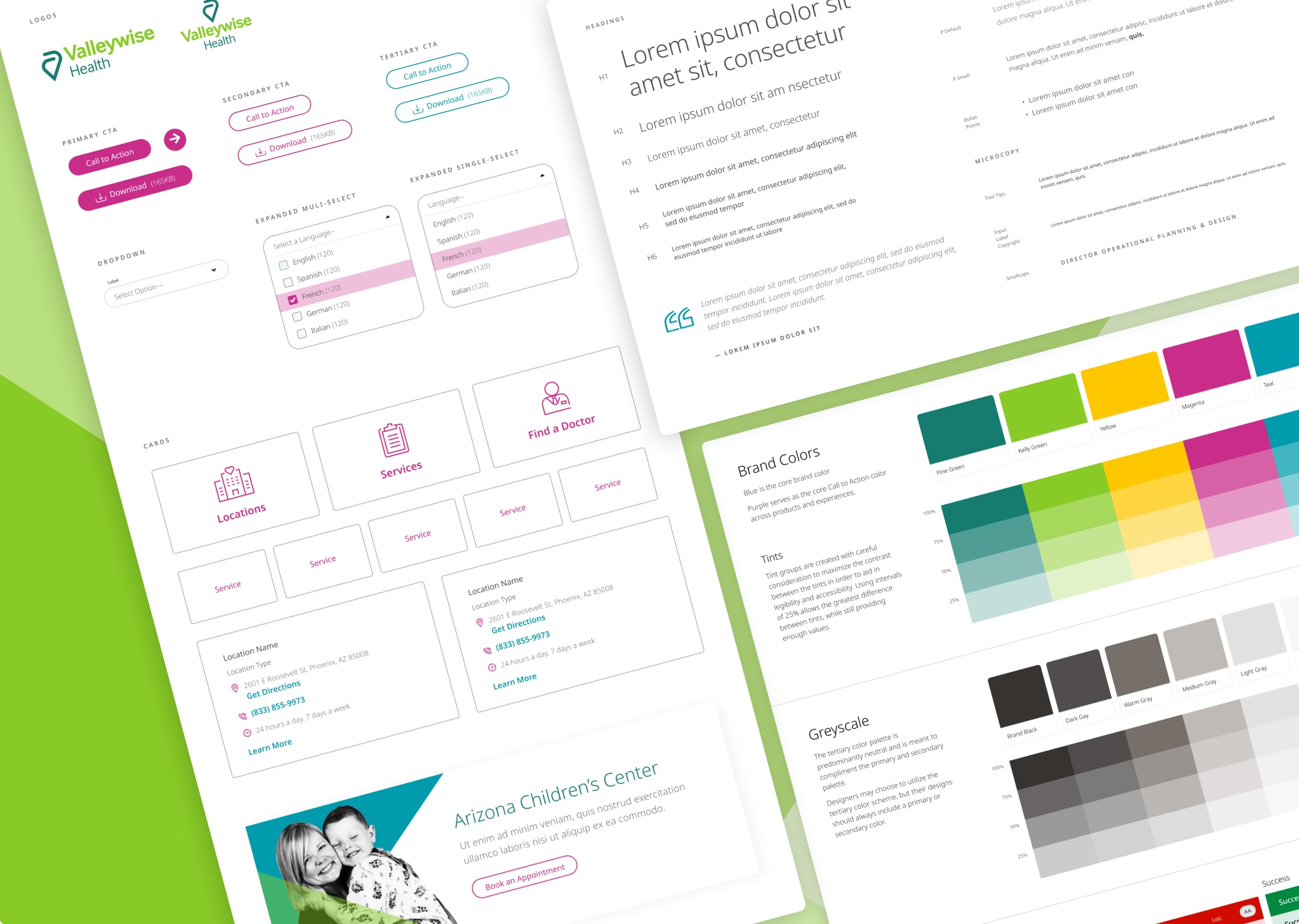 The re-branded Valleywise Health design system