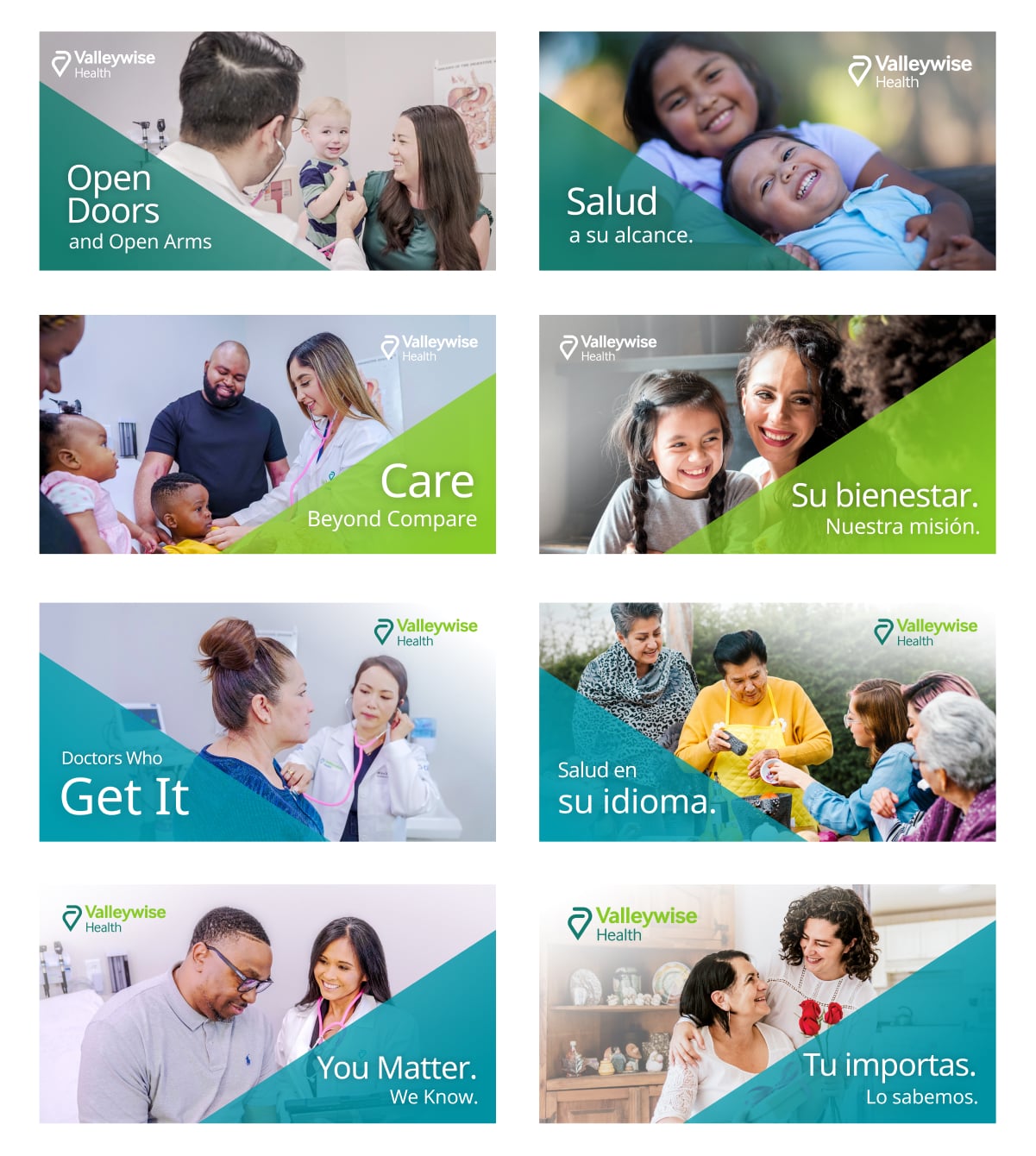 A redesigned Valleywise Health website concept next to version 1.0 of the new Valleywise Health website.