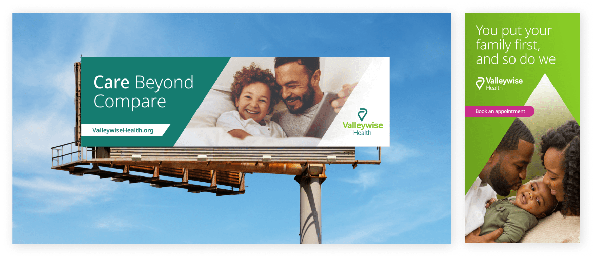 Revised brand campaign assets based on findings from the usability testing, with color photography and more dynamic typography and composition.