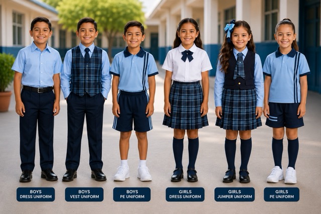 Students wearing school uniforms