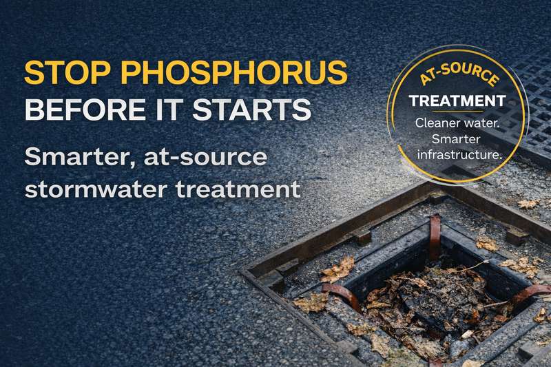 Phosphorus removal from stormwater at source