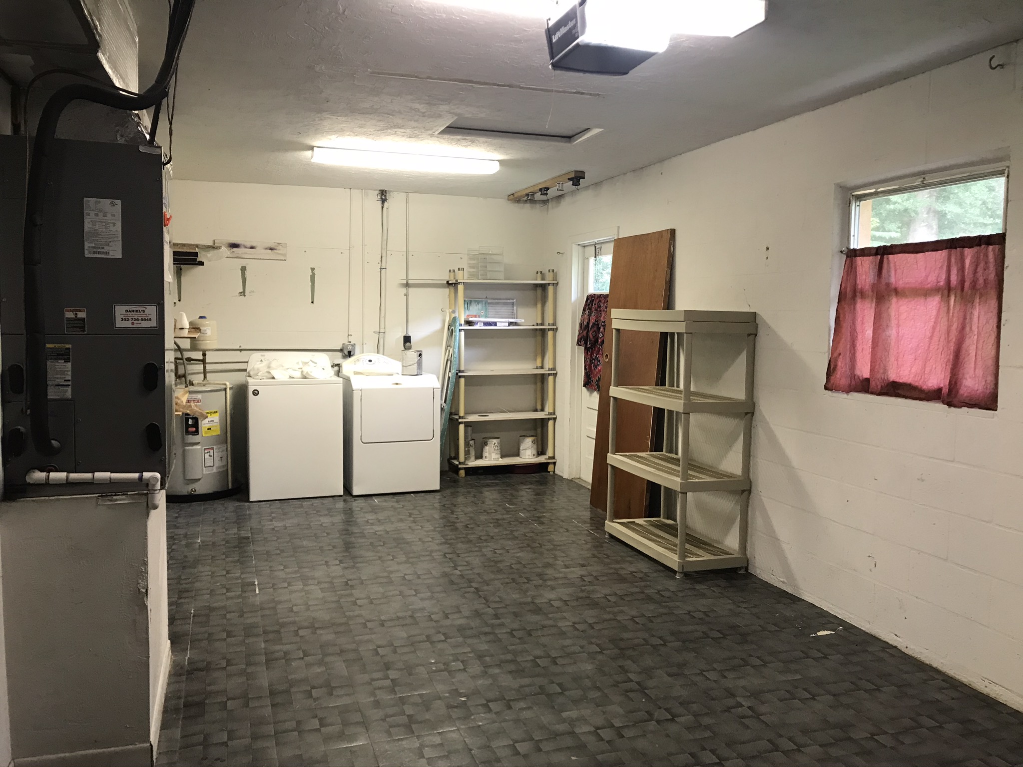 Garage with washer and dryer