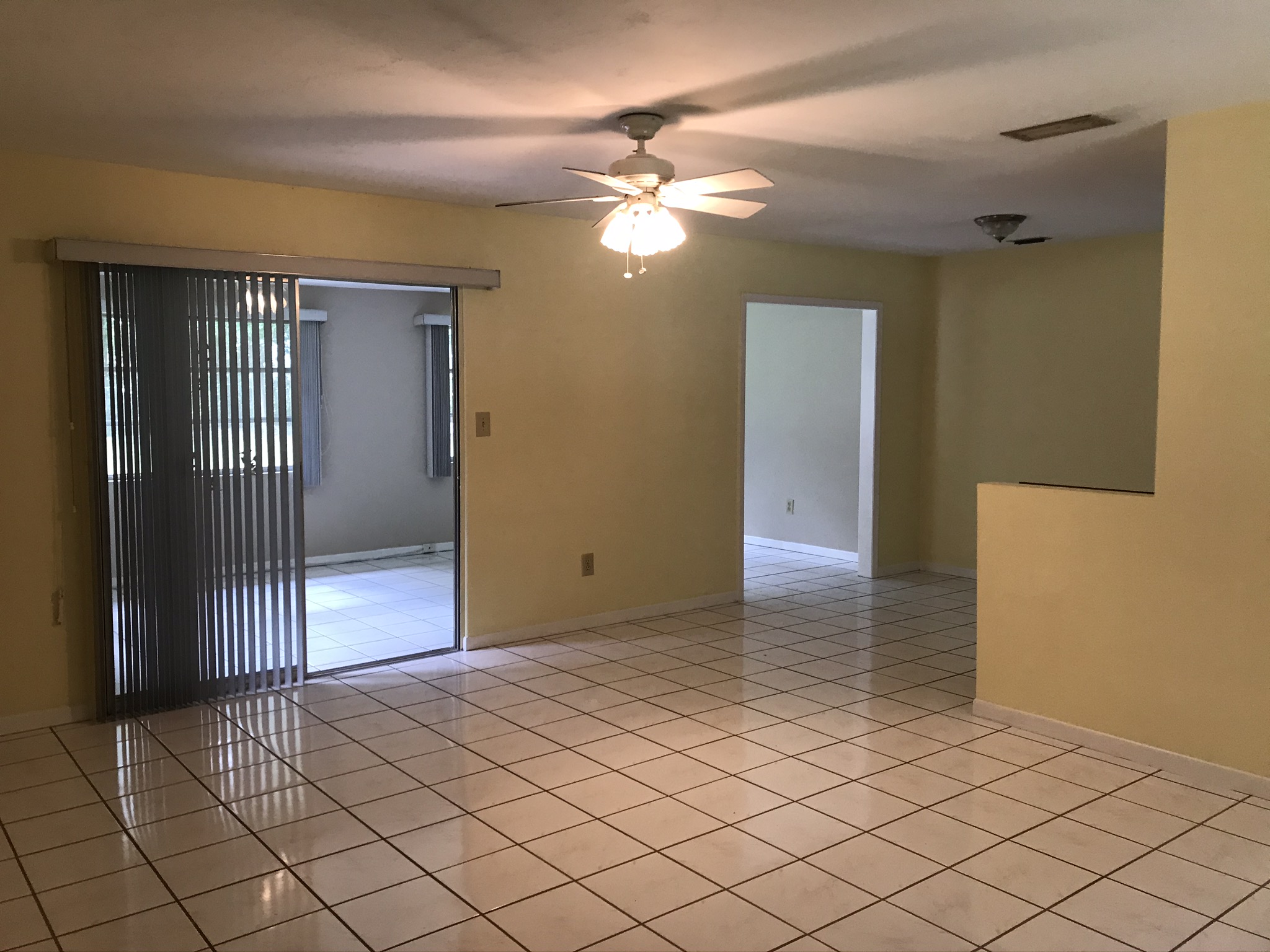 Living room with tile floors