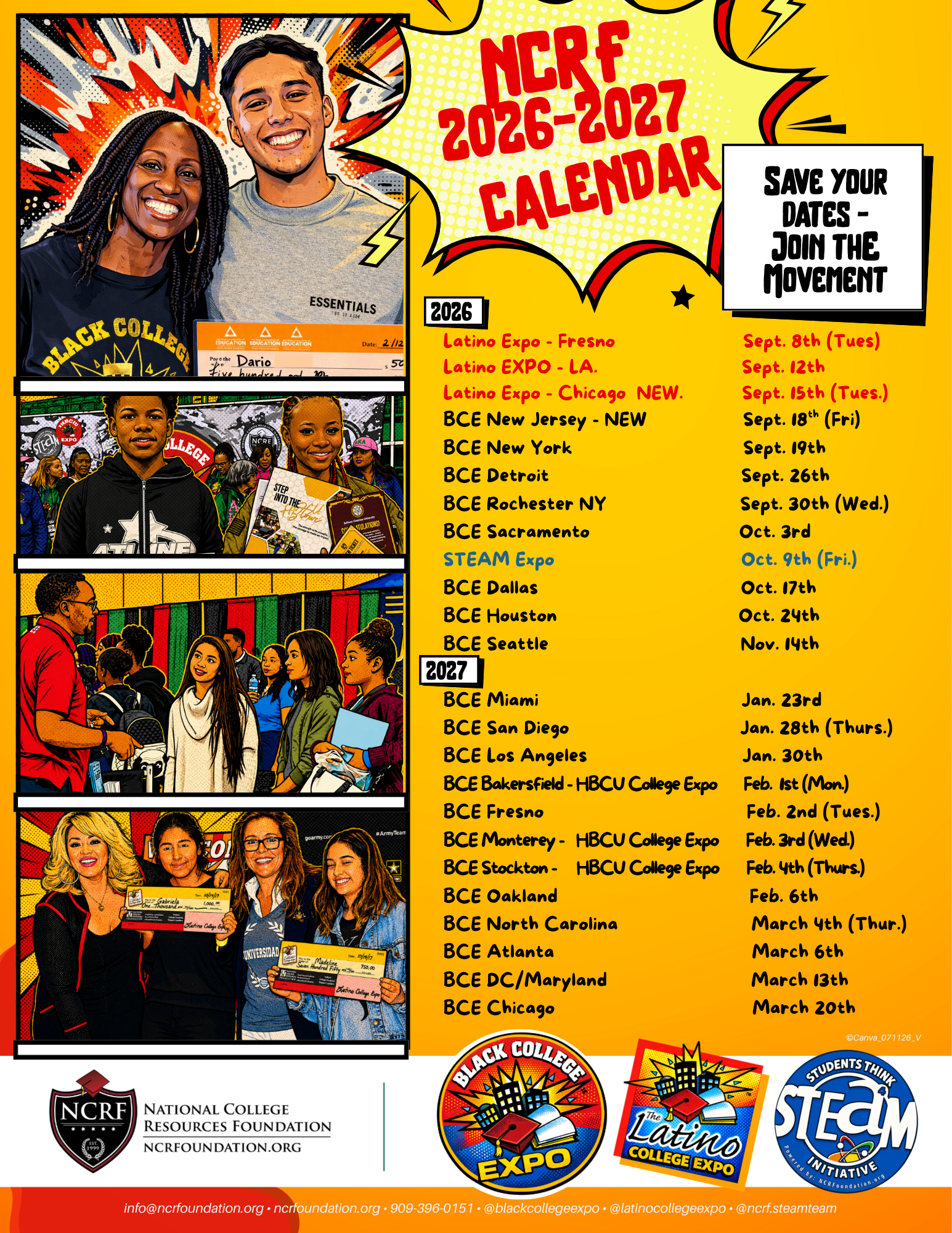 NCRF 2026-2027 Black College Expo and Latino College Expo calendar — click to see all upcoming events