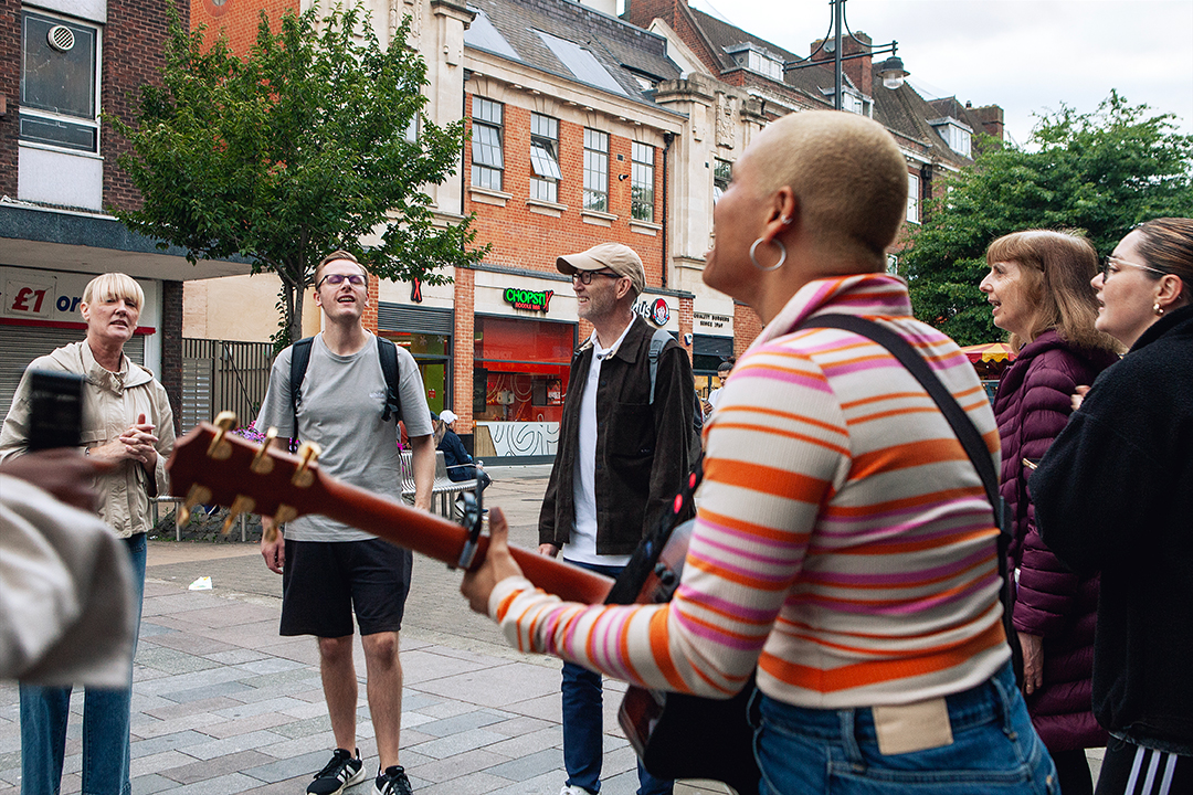 Group worshipping on the streets of Romford