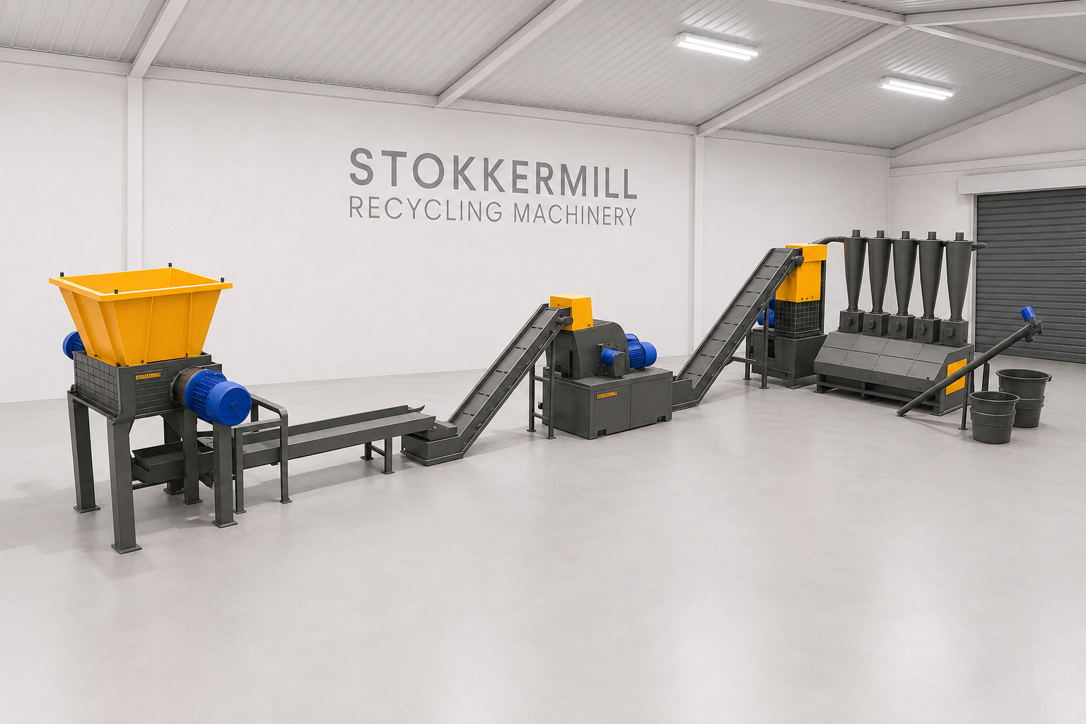 Complete Stokkermill line for e-waste processing and shredding