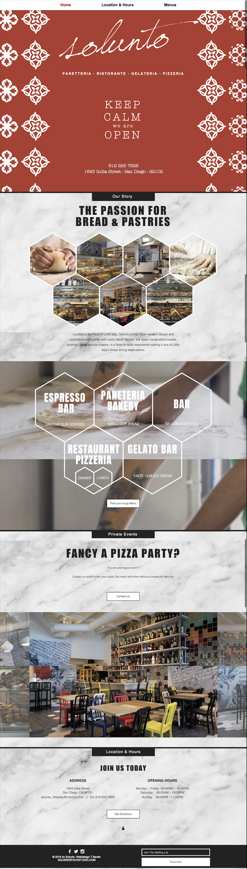 Website Solunto Restaurant by SquareSpaceStudio best webdesign san diego