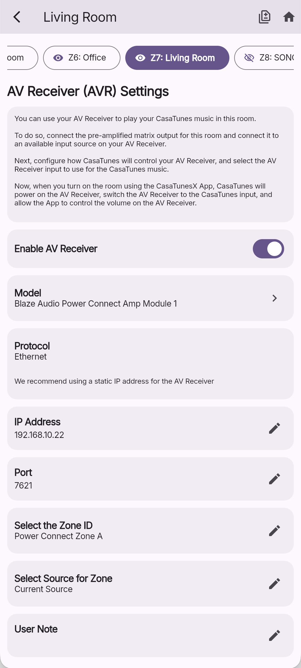 Low Pass Filter and frequency selection option available for Zones 7 & 8