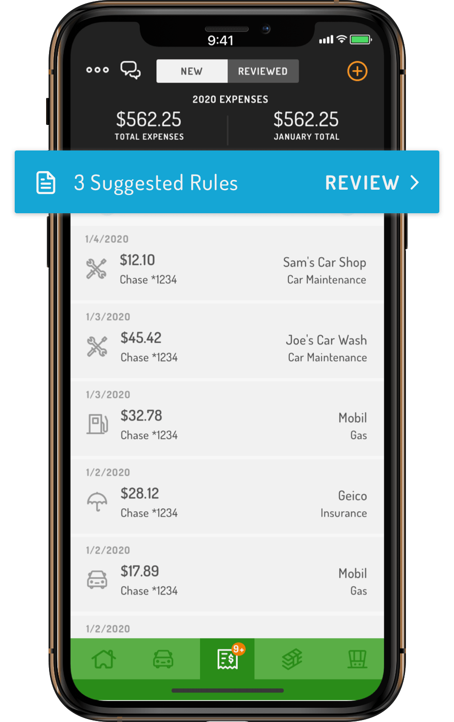 Automatic expense and mileage reports app