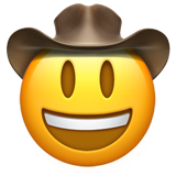 smiling emoji face with a cowboy hat on